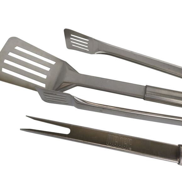 Weber Stainless Steel BBQ Grilling Tools Spatula Tongs Fork Never Used Utensils - Picture 8 of 10